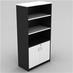 OM Half Door Storage Cupboard 900W x 450D x 1800mmH White And Charcoal