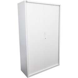 Rapidline Go Tambour Door Cupboard Includes 5 Shelves 1200W x 473D x 1981mmH White