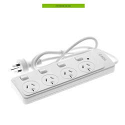 Moki 4 Outlet Powerboard With Individual Switches And Overload Protection White
