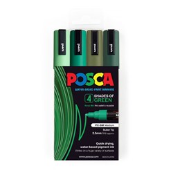 Uni Posca PC-5M Paint Marker 2.5mm Bullet Tip Shades Of Green Pack Of 4