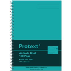 Protext Notebook Polypropylene Cover A4 Ruled 100 Page Side Opening Aqua