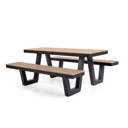 Rapidline Ridge Outdoor Picnic Table Large 2200W x 1900D x 750mmH European Oak And Black