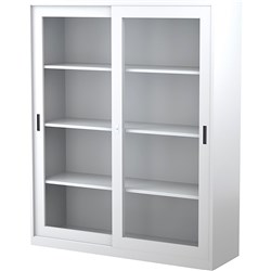 Steelco Sliding Glass Door Cabinet 3 Shelves 1500W x 465D x 1830mmH Silver Grey