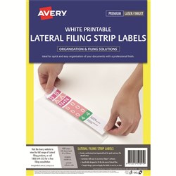 Avery Lateral Filing Laser & Inkjet Labels White L7174 42x200mm 400 Labels 100 Sheets