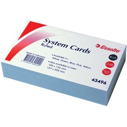 Esselte Ruled System Cards 127 x 76mm Blue Pack Of 100