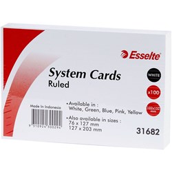Esselte Ruled System Cards 152 x 102mm White Pack Of 100