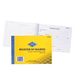 Zions Ri Reg Of Injuries Book A5 NSW Duplicate 25 Forms