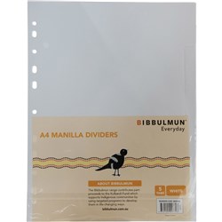 Bibbulmun Manilla Divider A4 5 Tab Plain White